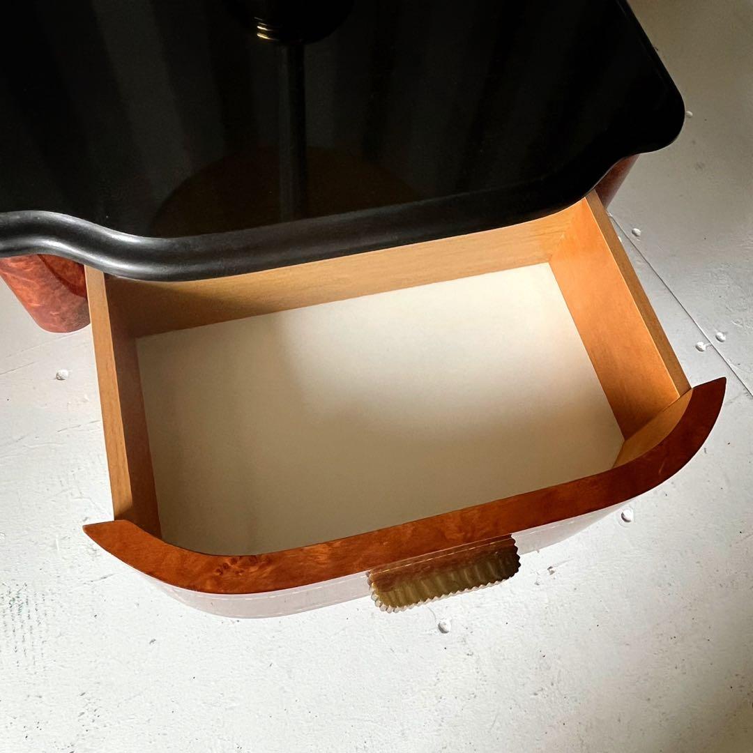 取付無料！高級ヨーロピアンアンティーク 大理石天板ライト付きナイトサイドテーブル