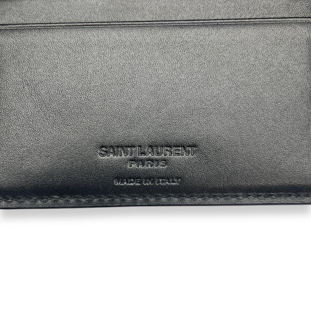 【極美品】サンローラン　レザー　札入れ　二つ折り財布　黒　ブラック　812