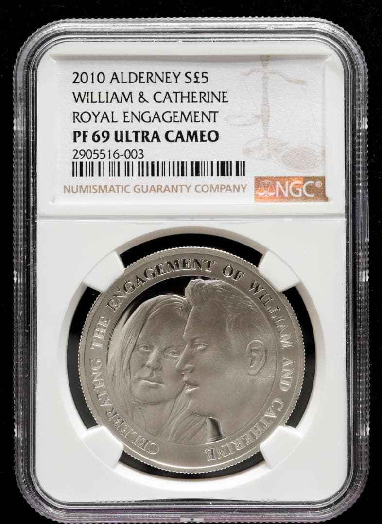 準最高鑑定　NGC-PF69　2010 オルダニー ウィリアム王子 婚約　箱付