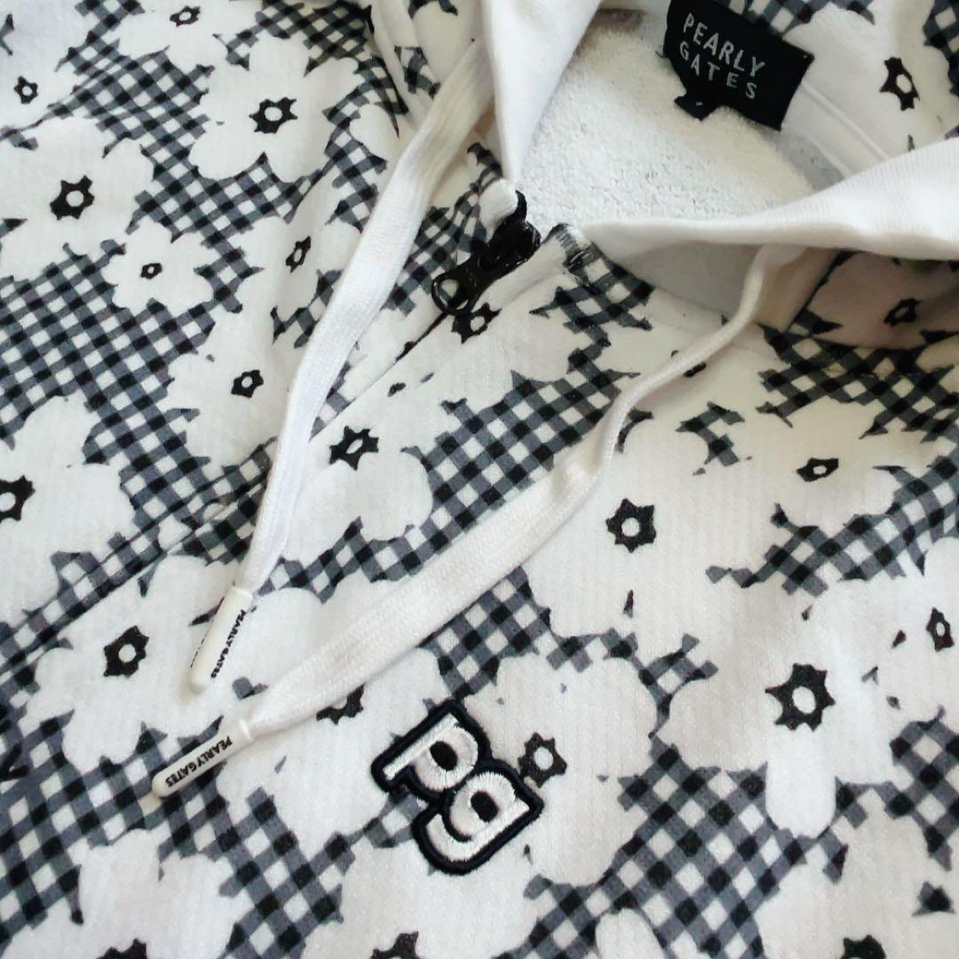 未使用級　パーリーゲイツ セットアップ　パーカー　スカート　チェック　花柄　裏毛