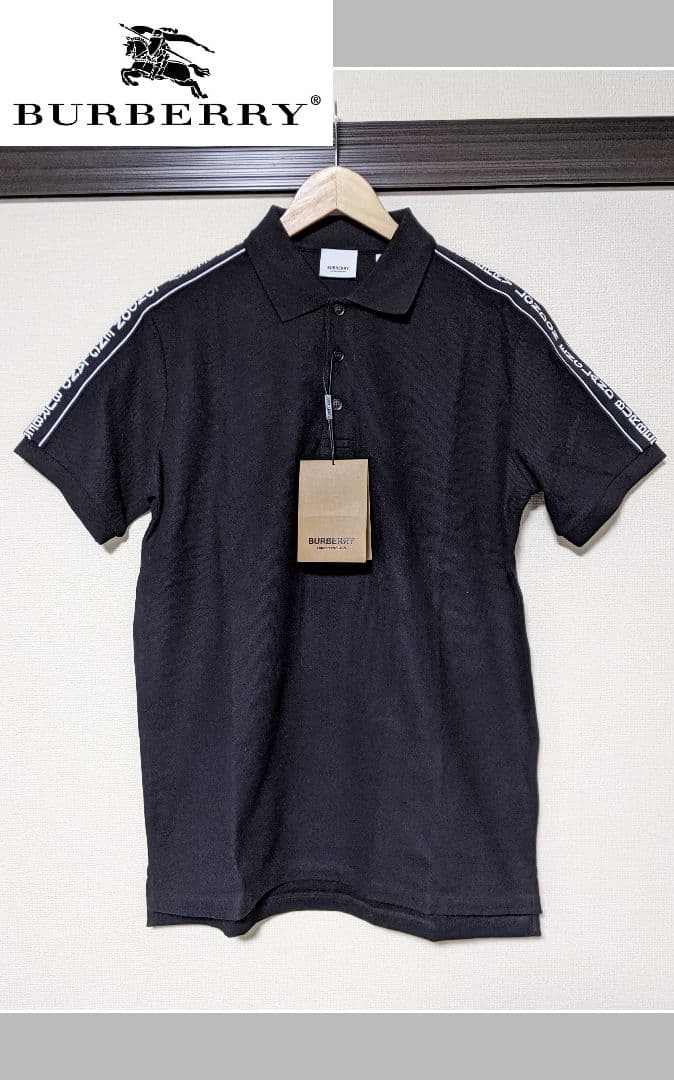 【BURBERRY】ポロシャツ/半袖/無地/総柄/ラインロゴ/XS/新品