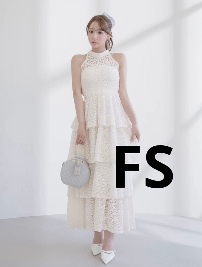 ダーリッチ バックリボンフラワーレースティアードロングドレス