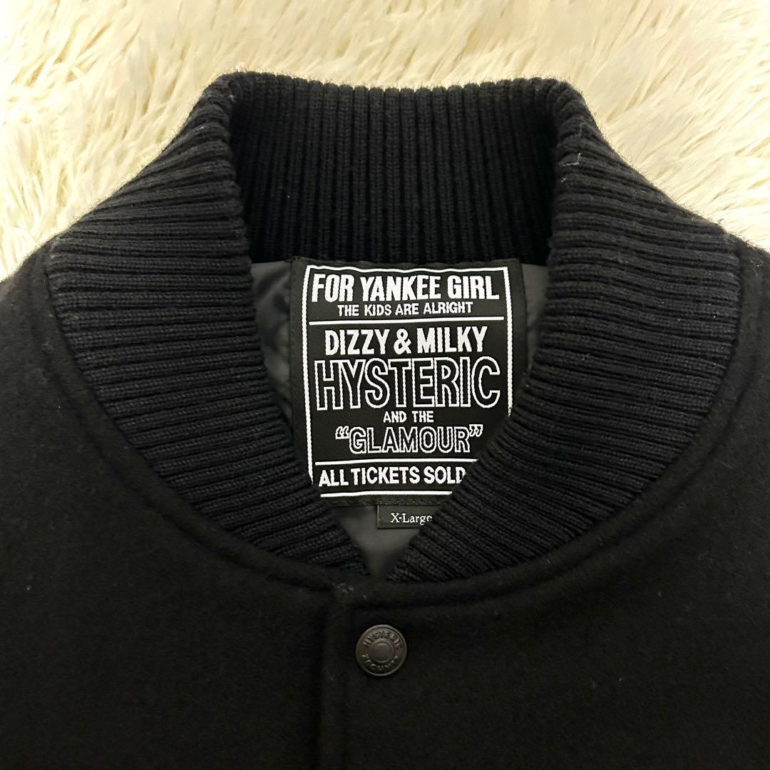 極美品　ヒステリックグラマー　レザー切り替え　スタジャン　ブラック　ウール　XL