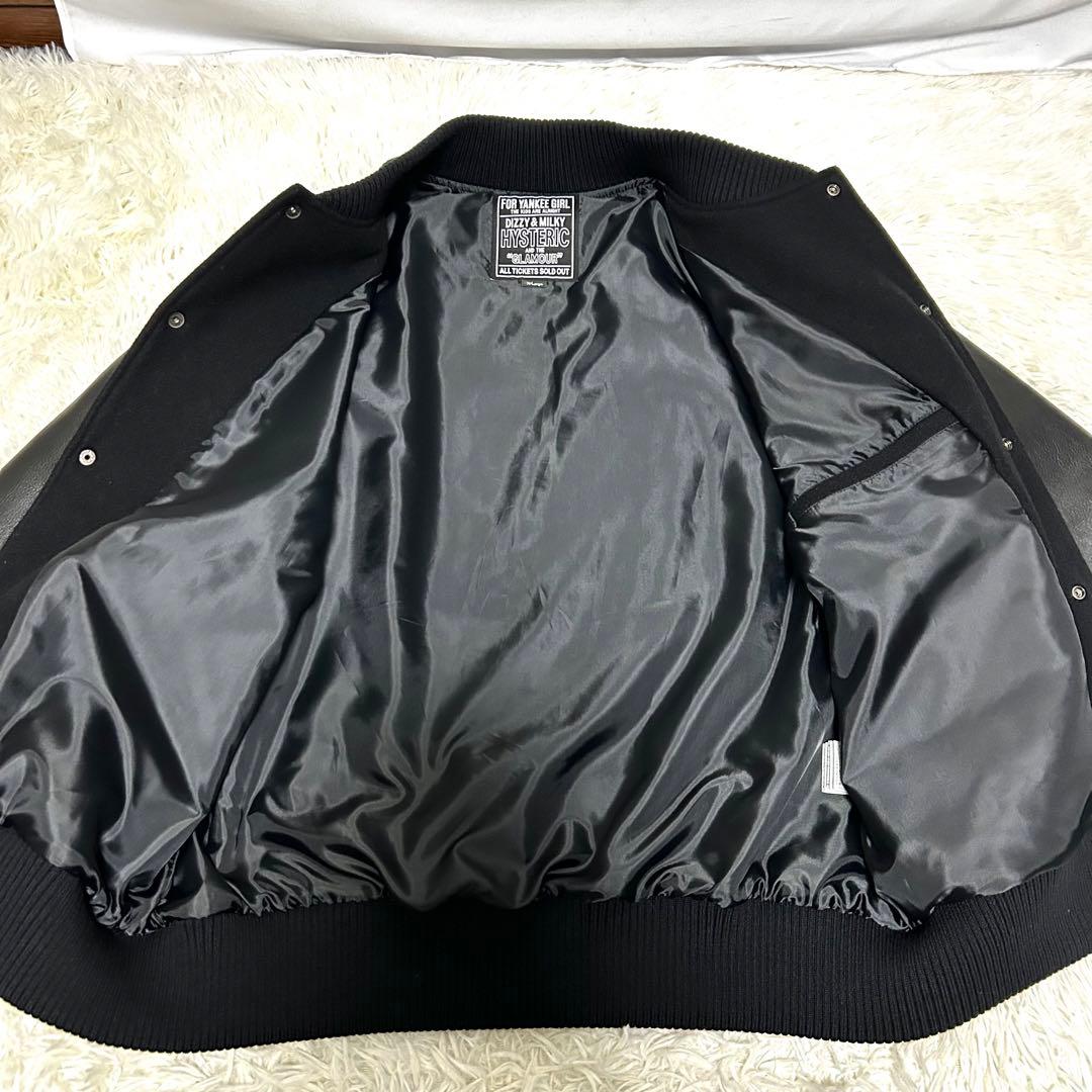 極美品　ヒステリックグラマー　レザー切り替え　スタジャン　ブラック　ウール　XL