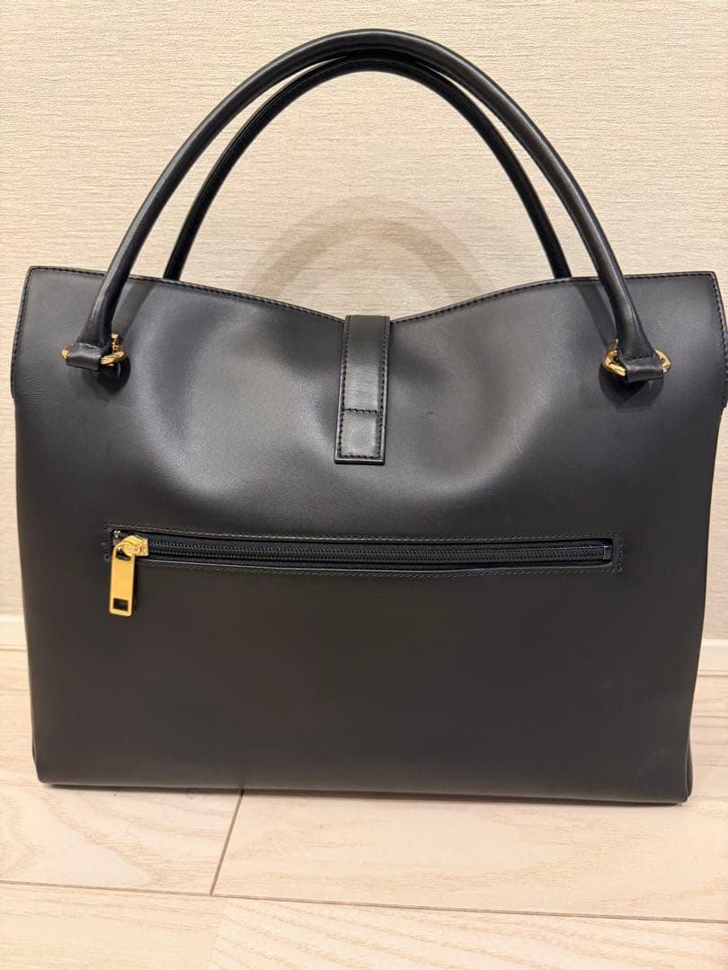 【傳濱野】ブラック レザー A4ビジネスバッグ AMANDA