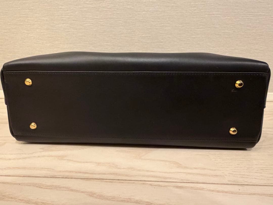 【傳濱野】ブラック レザー A4ビジネスバッグ AMANDA