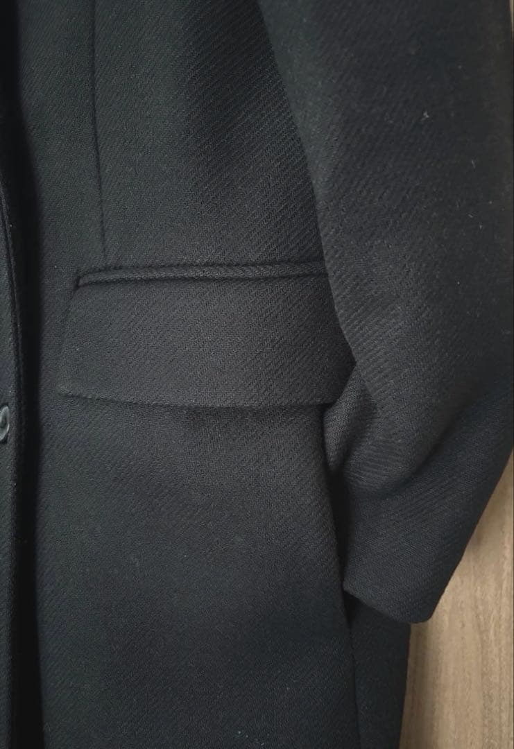 ZARA ウール混　ダブル　ロングコート　ブラック