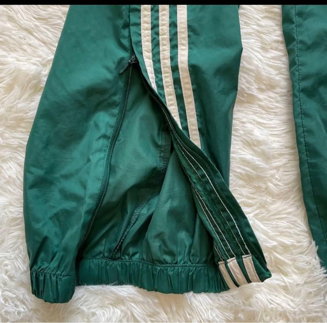 90's✨ adidas ナイロンパンツ　3本ライン　グリーン　希少　ワイド