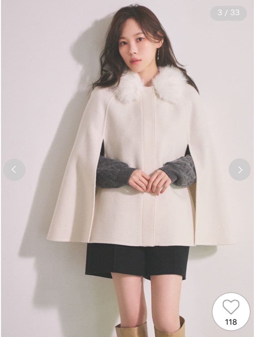 セルフォード ファーポケットケープジャケット ホワイト新品未使用CELFORD