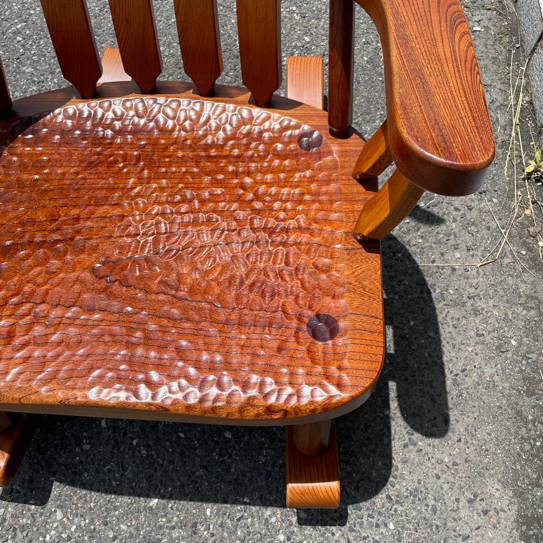 希少　無垢材　天然木　和　ロッキングチェア　リラックスチェア　アームチェア