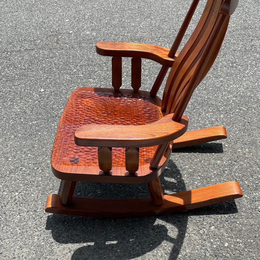 希少　無垢材　天然木　和　ロッキングチェア　リラックスチェア　アームチェア
