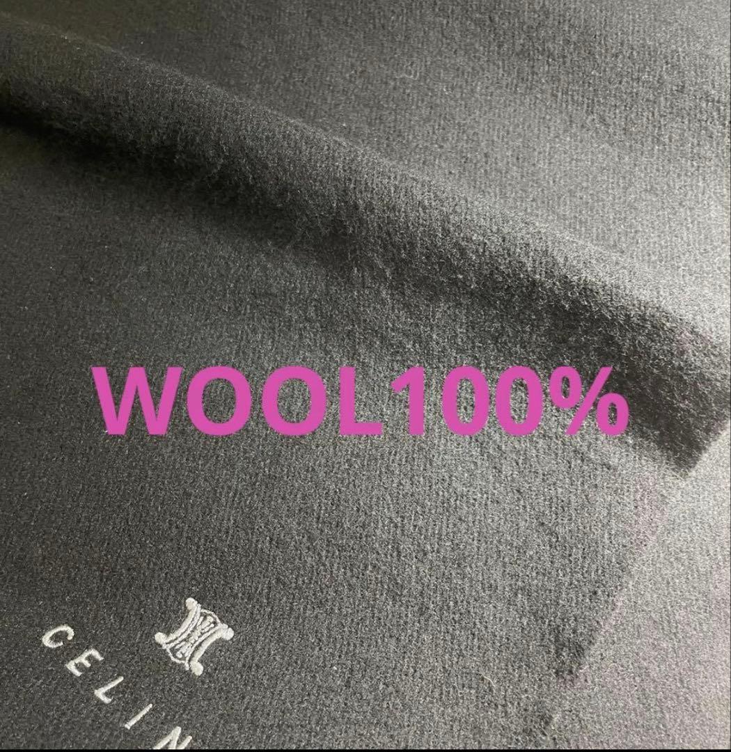 【新品】セリーヌ CELINEトリオンフ マフラー 黒 ウール100% ストール