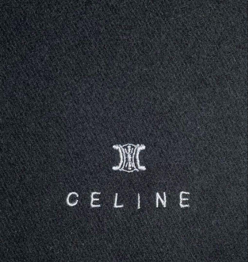 【新品】セリーヌ CELINEトリオンフ マフラー 黒 ウール100% ストール