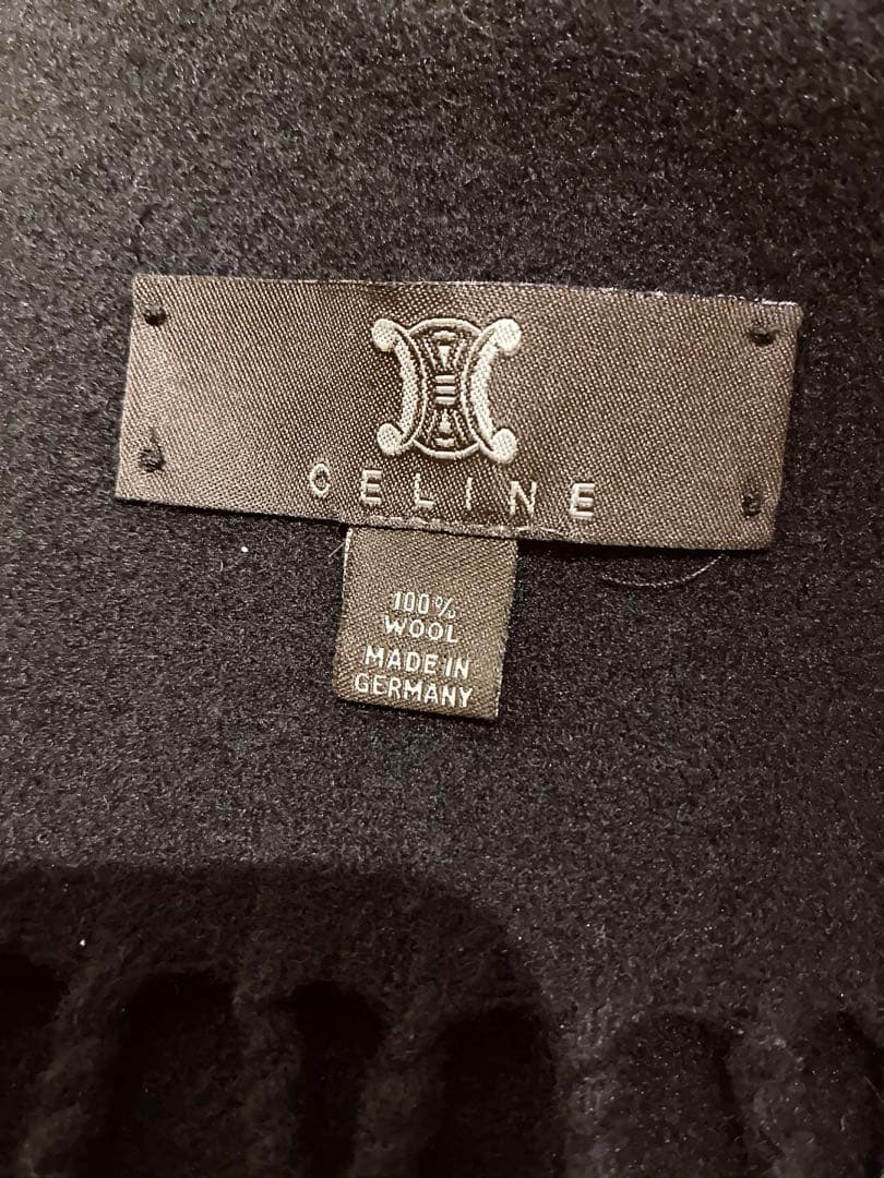 【新品】セリーヌ CELINEトリオンフ マフラー 黒 ウール100% ストール