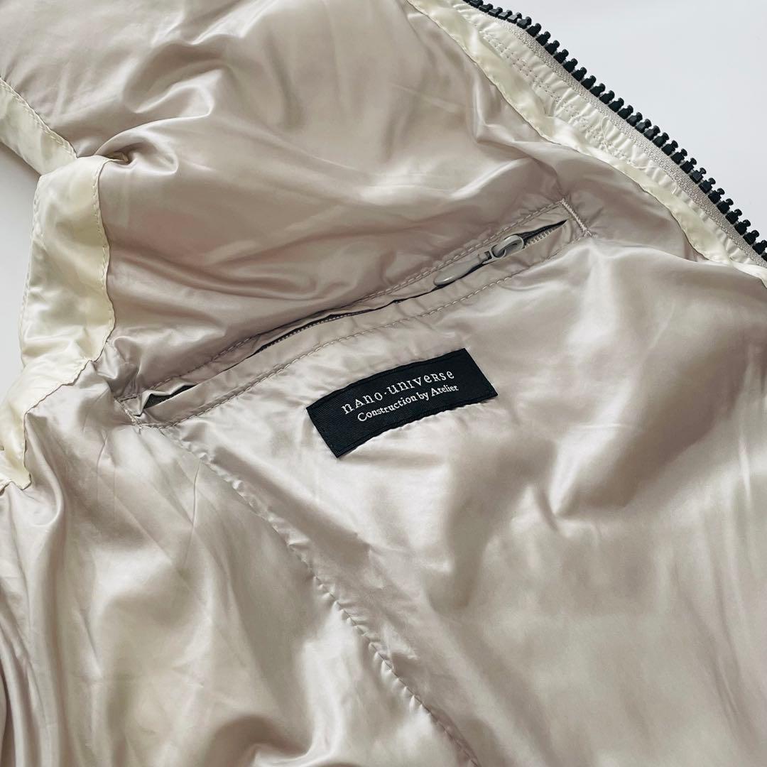 ナノユニバース × 西川ダウン ベージュ フード付き ダウンベスト Lサイズ