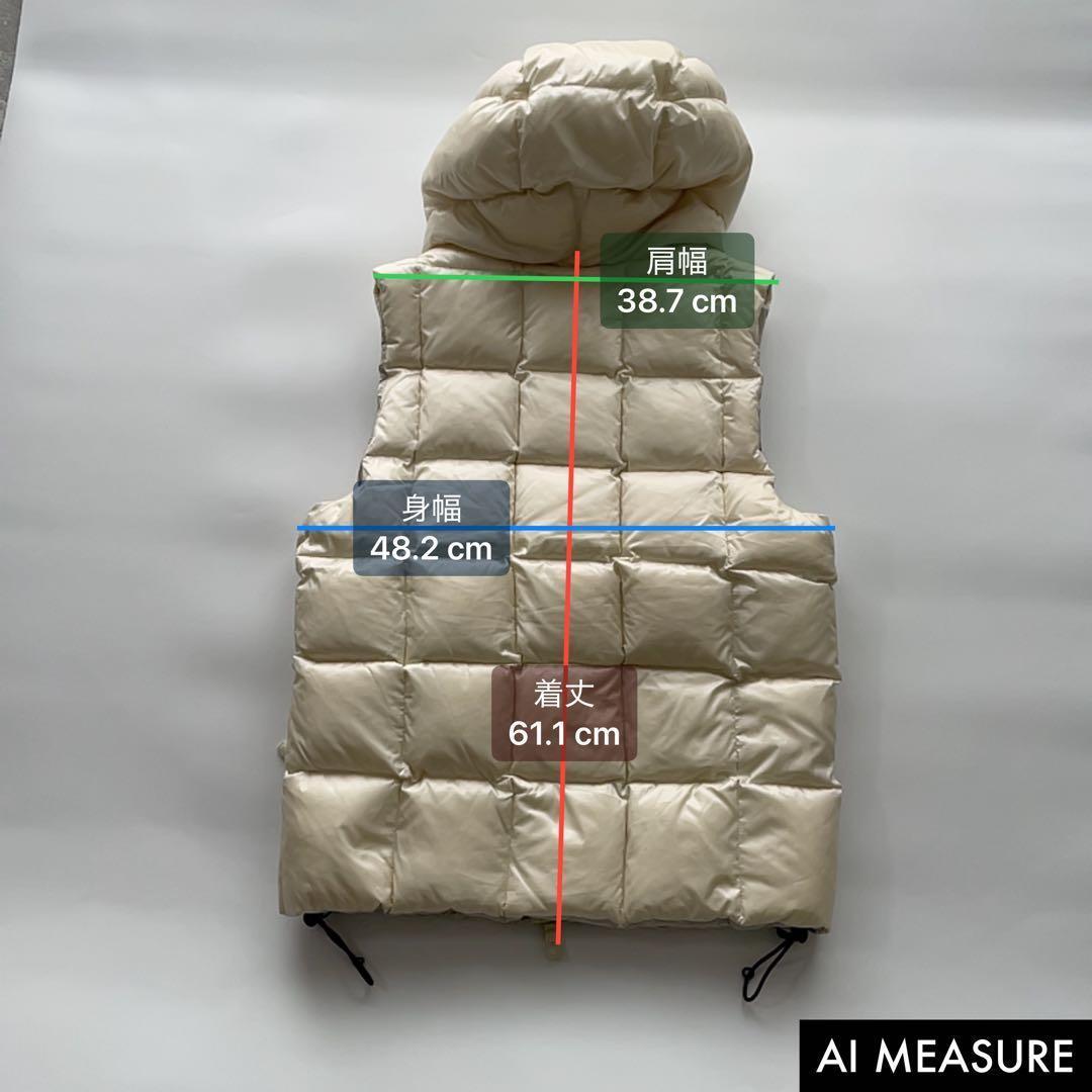 ナノユニバース × 西川ダウン ベージュ フード付き ダウンベスト Lサイズ