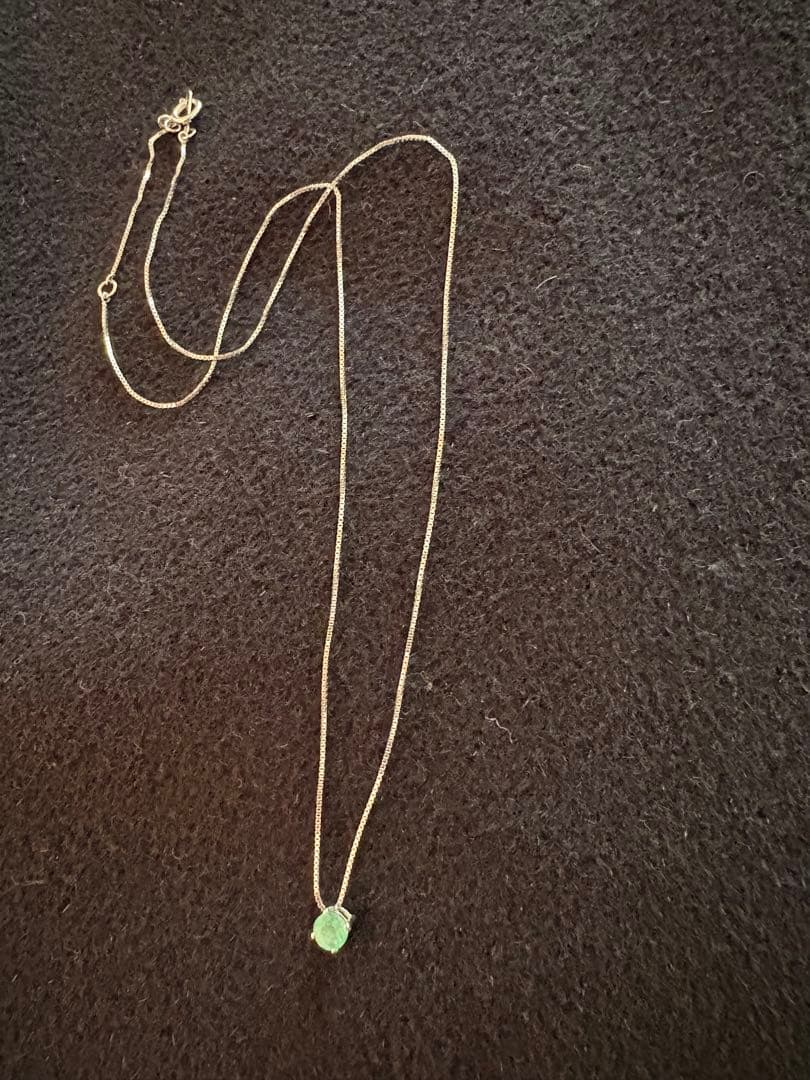 K14WG ホワイトゴールド エメラルドネックレス ベネチアンチェーン