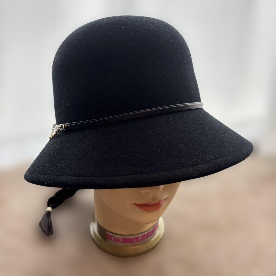 新品　CA4LA カシラ　クロッシェ　黒のウールフェルトハット