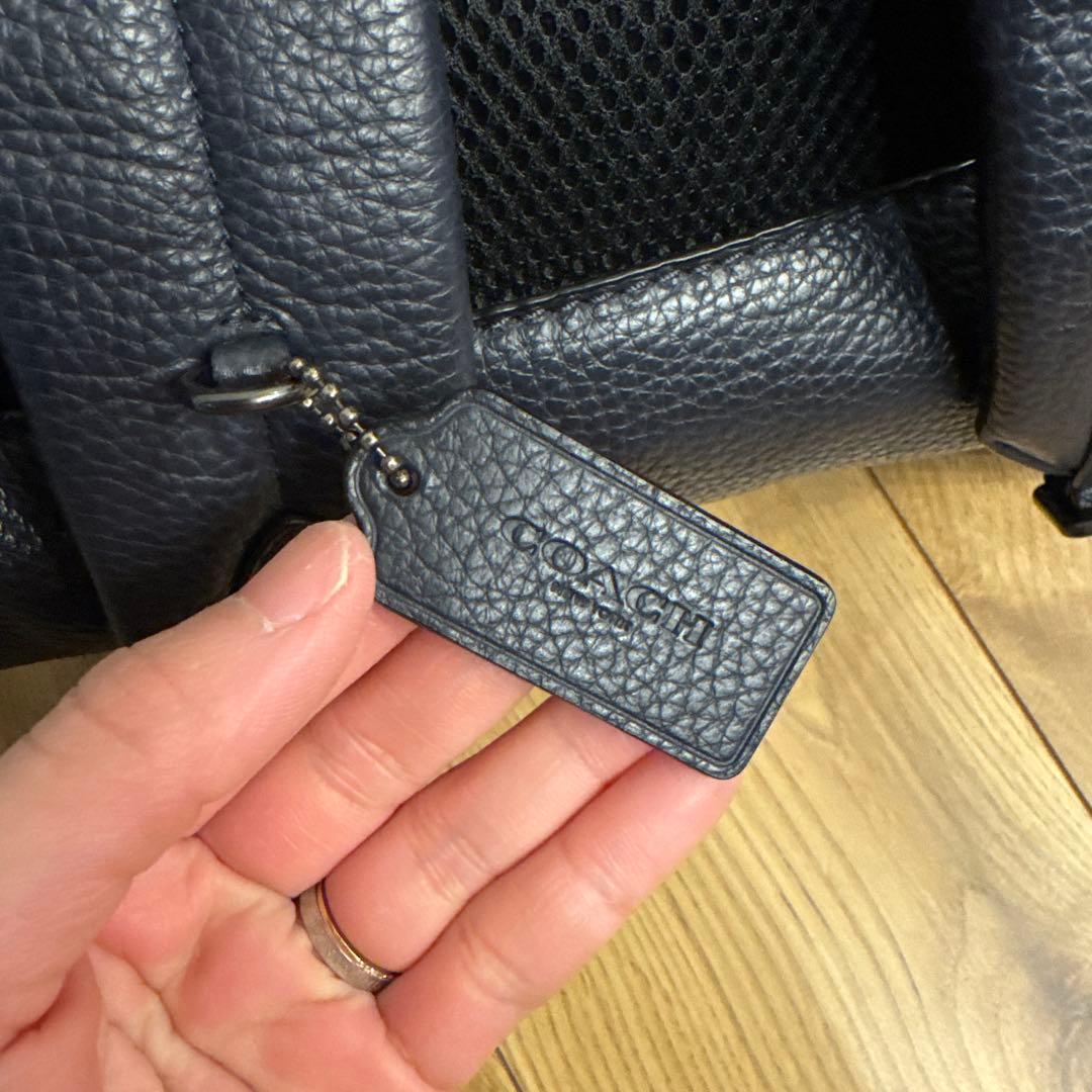 COACH ダークブルー レザー バックパック