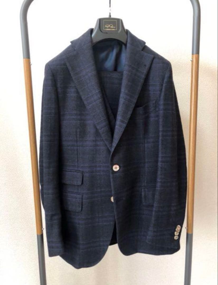 gabriele pasini ネイビー チェック柄 スーツセット