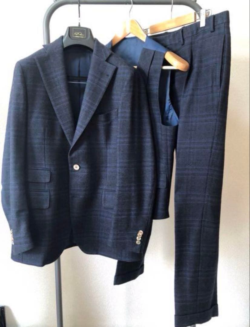 gabriele pasini ネイビー チェック柄 スーツセット