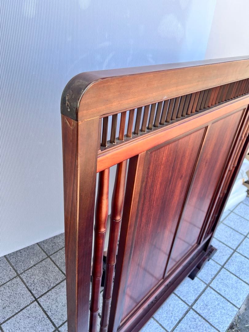 唐木 衝立 ついたて 透かし彫り インテリア アンティーク 目隠し 仕切り板