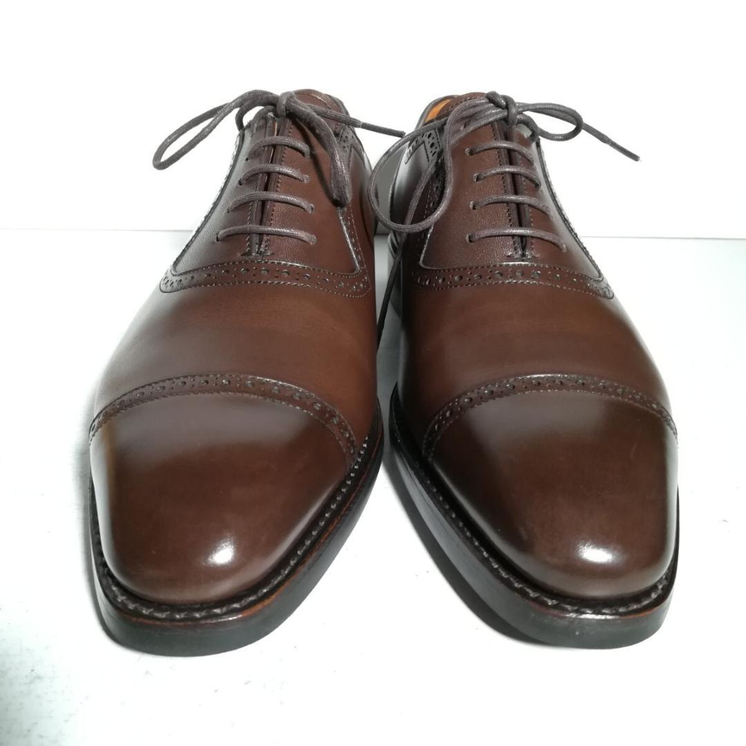 c0683 未使用に近い 値下げ不可 三陽山長 パンチドキャップトゥ 6.5 茶