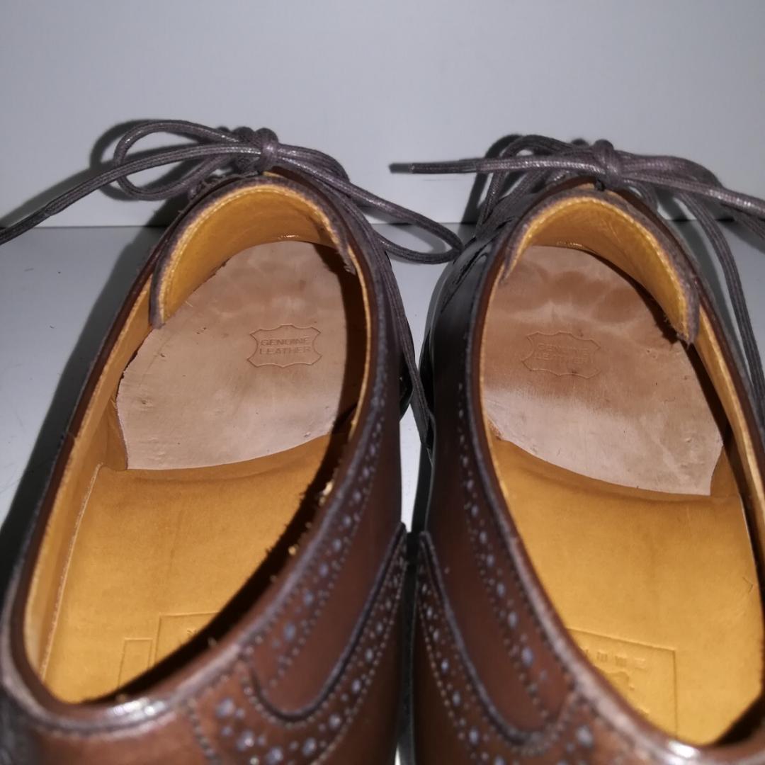 c0683 未使用に近い 値下げ不可 三陽山長 パンチドキャップトゥ 6.5 茶