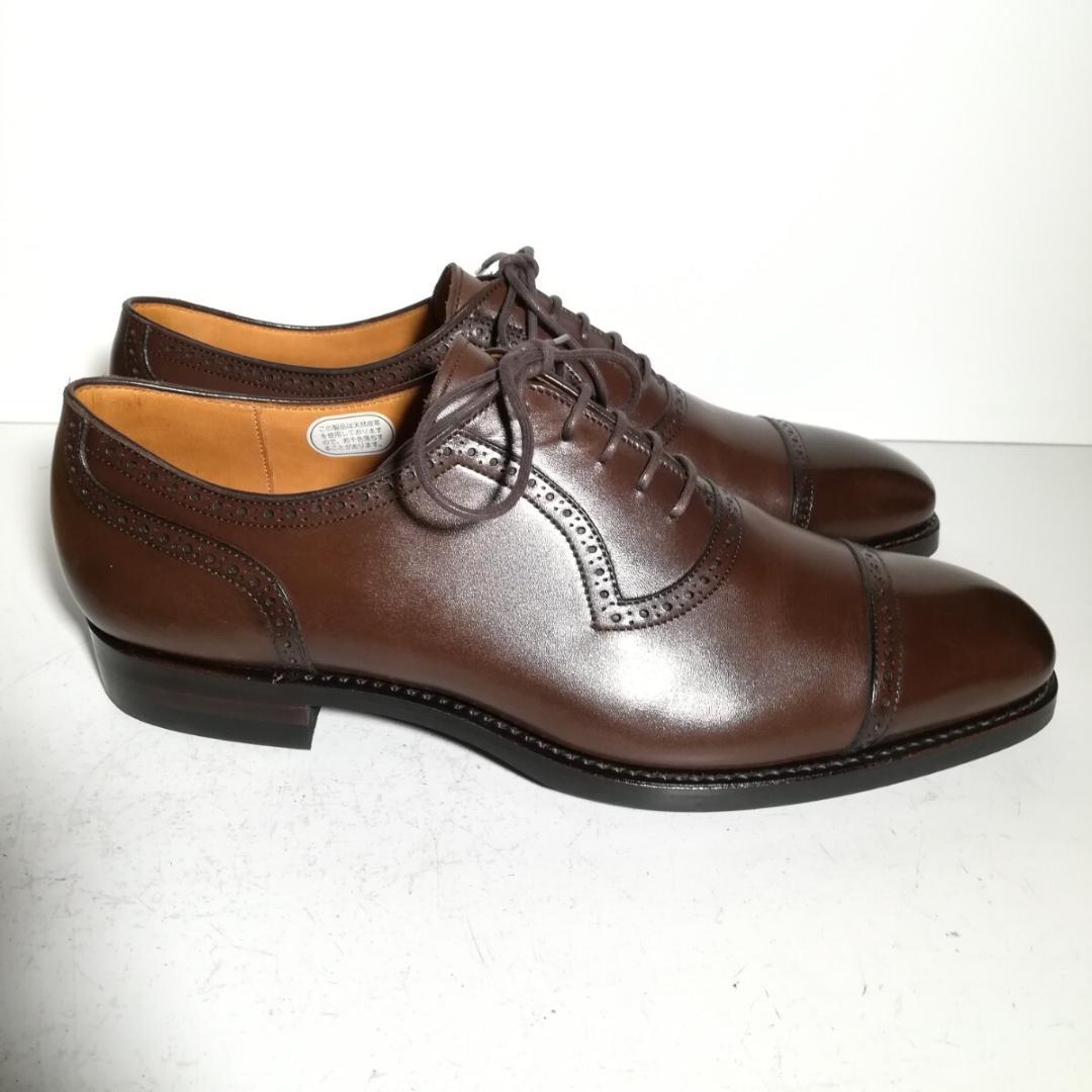 c0683 未使用に近い 値下げ不可 三陽山長 パンチドキャップトゥ 6.5 茶