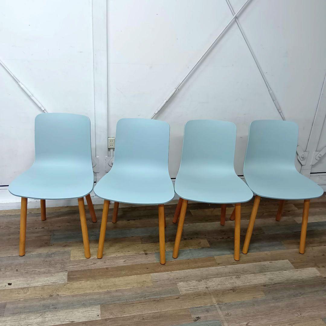 在庫処分 4脚セットVitra HAL Wood ダイニングチェア アイスグレー