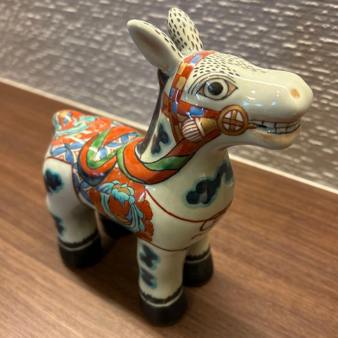 【午年に】有田焼 円左エ門窯 色絵 馬 置物 縁起物／インテリア