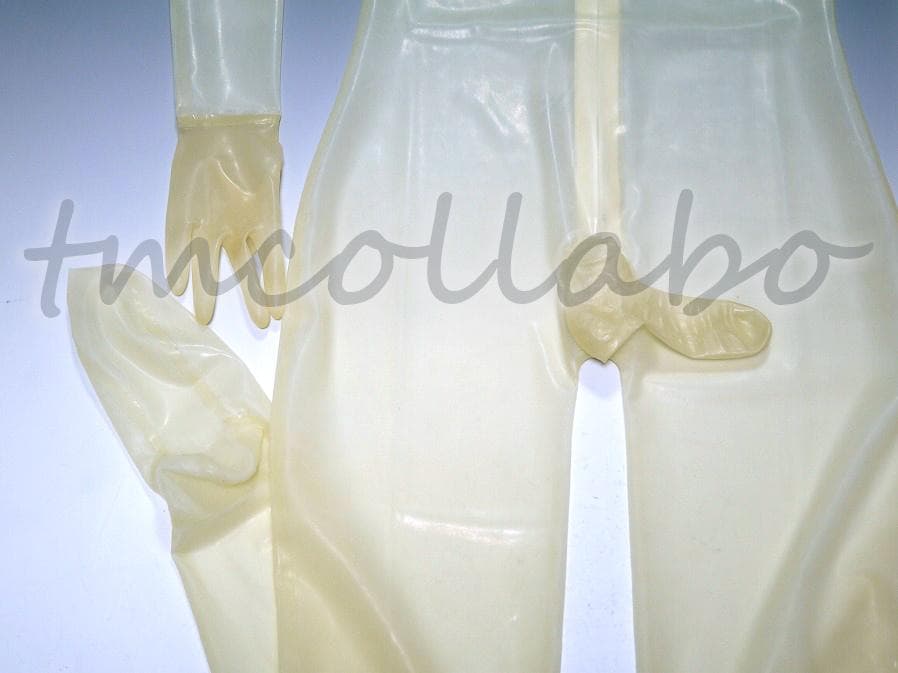 【55dmbxy】ラテックス製マスク一体型P付全身スーツ★男性XXL★透明