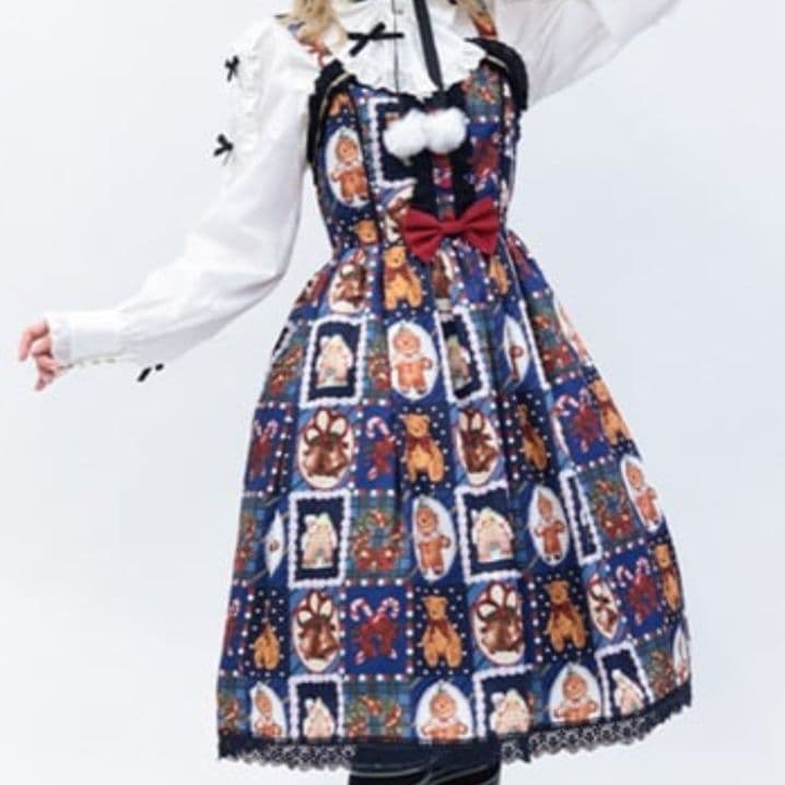 Chalmiere クリスマス ジャンパースカート ネイビー 紺 kawaii