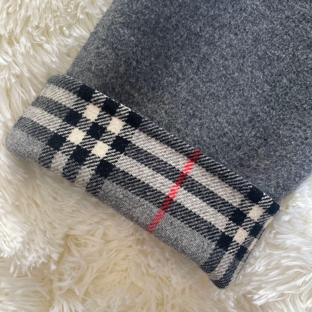 BURBERRYS 金ボタン ノバチェック グレー　カシミア　混　コート XL