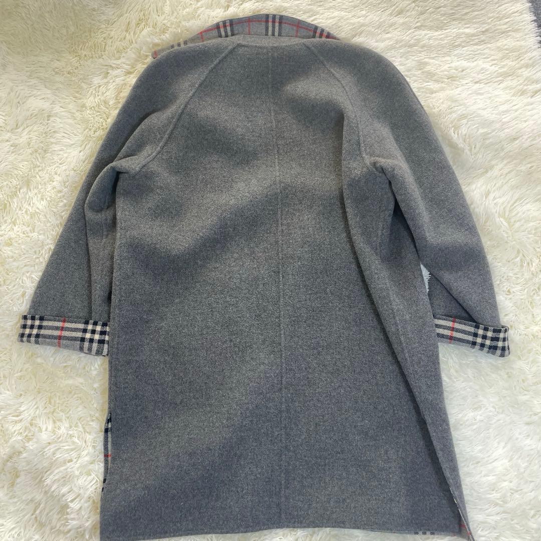 BURBERRYS 金ボタン ノバチェック グレー　カシミア　混　コート XL