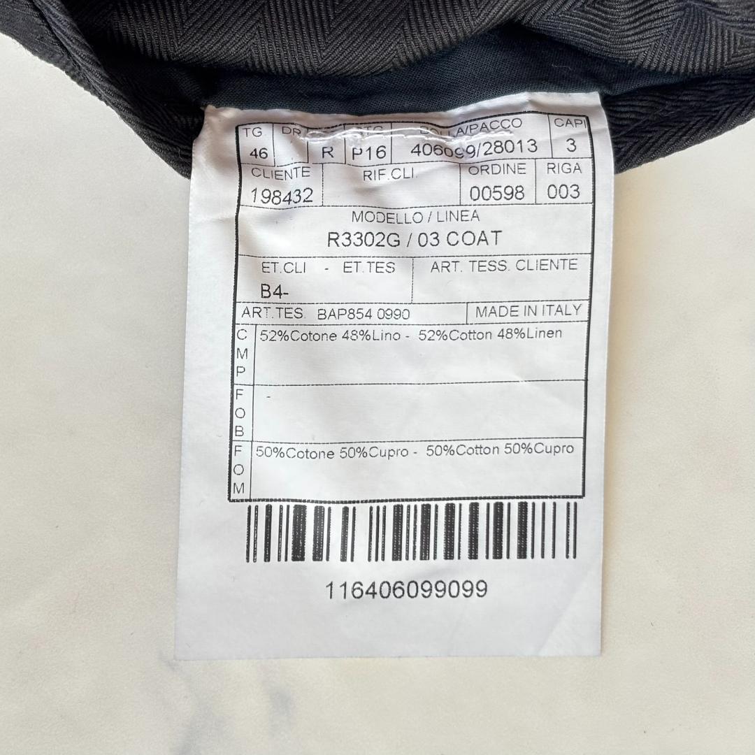 ボリオリ COAT コットンリネン ジャケット 段返り3B 黒 46 ua5