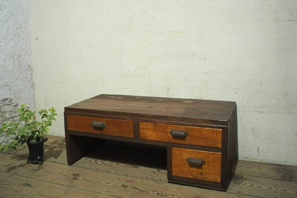 1038 ヴィンテージ　ロータイプの片袖机　文机　ローテーブル　引き出し　レトロ