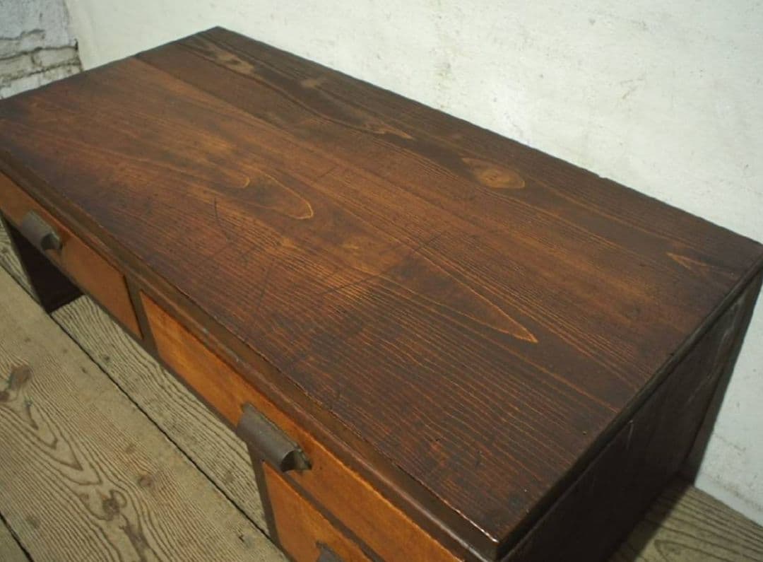 1038 ヴィンテージ　ロータイプの片袖机　文机　ローテーブル　引き出し　レトロ