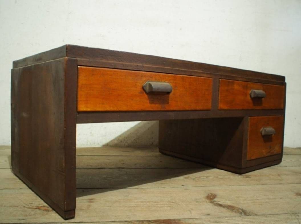 1038 ヴィンテージ　ロータイプの片袖机　文机　ローテーブル　引き出し　レトロ