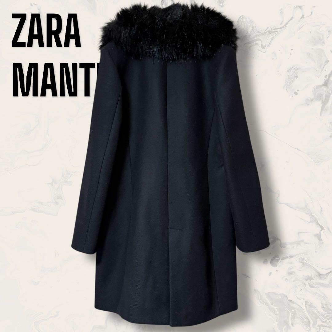 【未使用】 ZARA マンテコ 2WAY ファー付き 金ボタン ウール コート