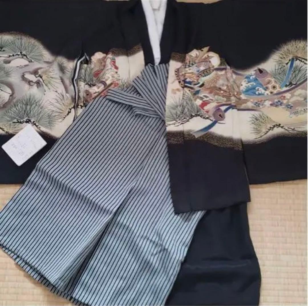 子供用 七五三 着物 黒地 刺繍　5歳