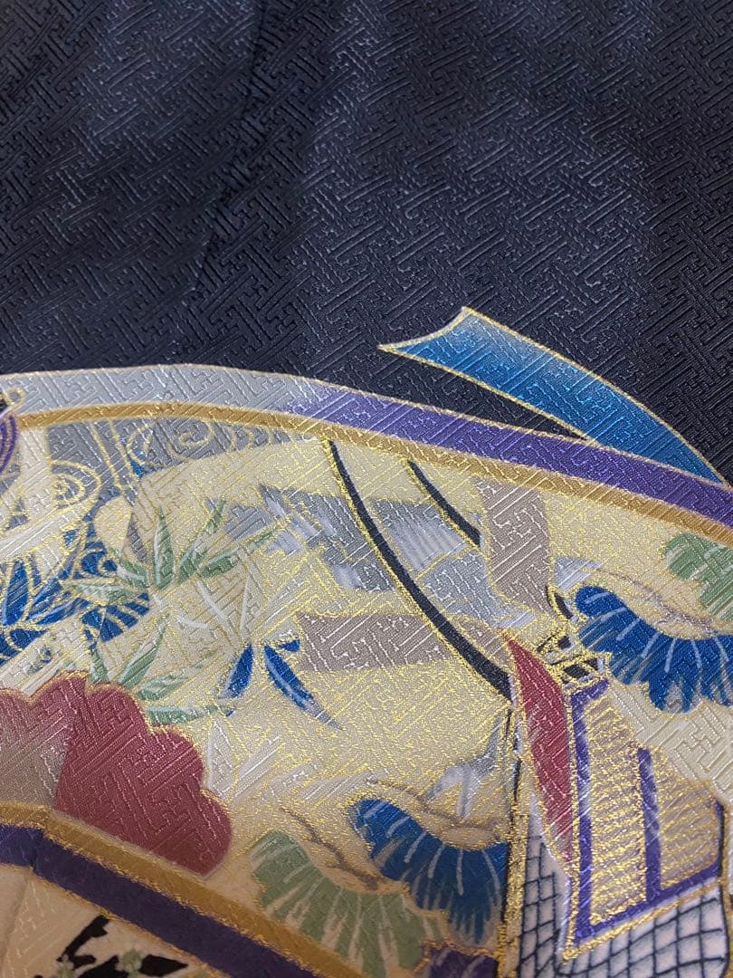 子供用 七五三 着物 黒地 刺繍　5歳