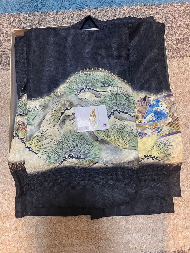 子供用 七五三 着物 黒地 刺繍　5歳