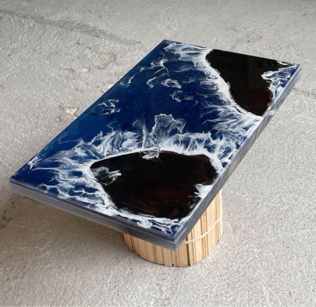 No.218　希少価値　屋久杉　神代杉　オーシャンアート　レジンテーブル