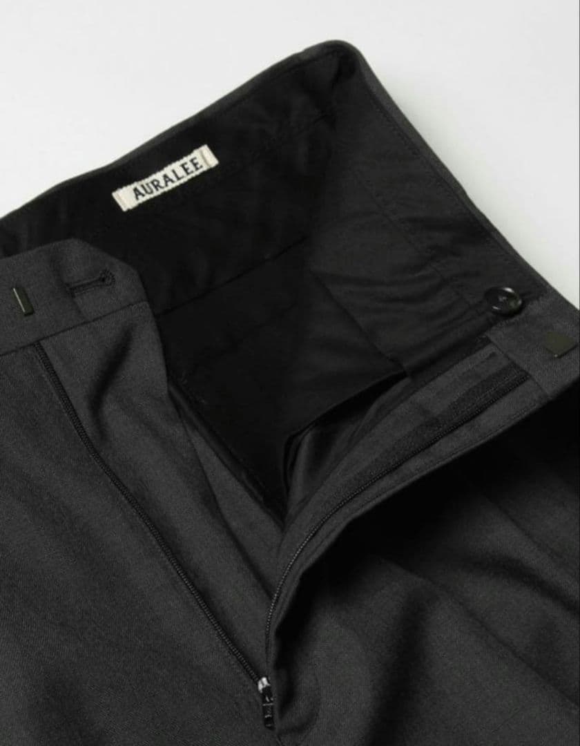 AURALEE BLUEFACED WOOL WIDE SLACKS タグ付き