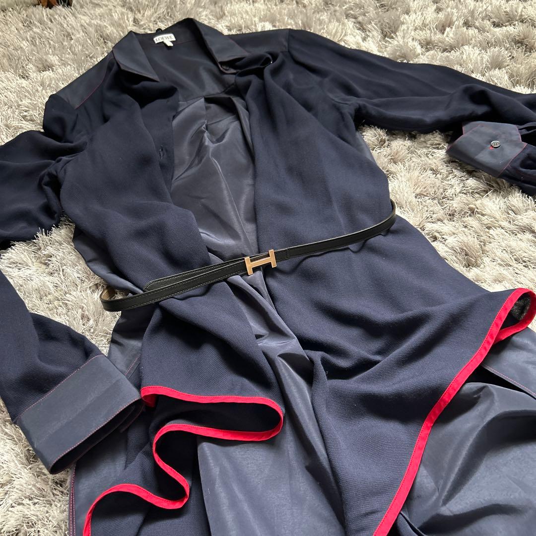 ロエベ　ロングシャツ　シャツドレス　袖シースルー　ターンアップ