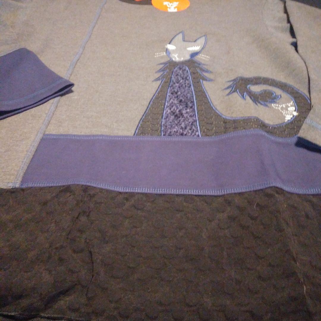 95.アルベロベロ 　猫刺繍 長袖チュニック グレー