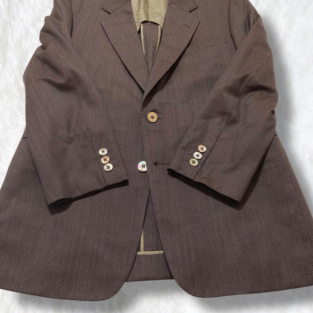 美品 三越 スーツ ヘリンボーン ブラウン 高級生地 MITSUKOSHI