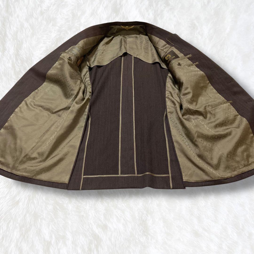 美品 三越 スーツ ヘリンボーン ブラウン 高級生地 MITSUKOSHI