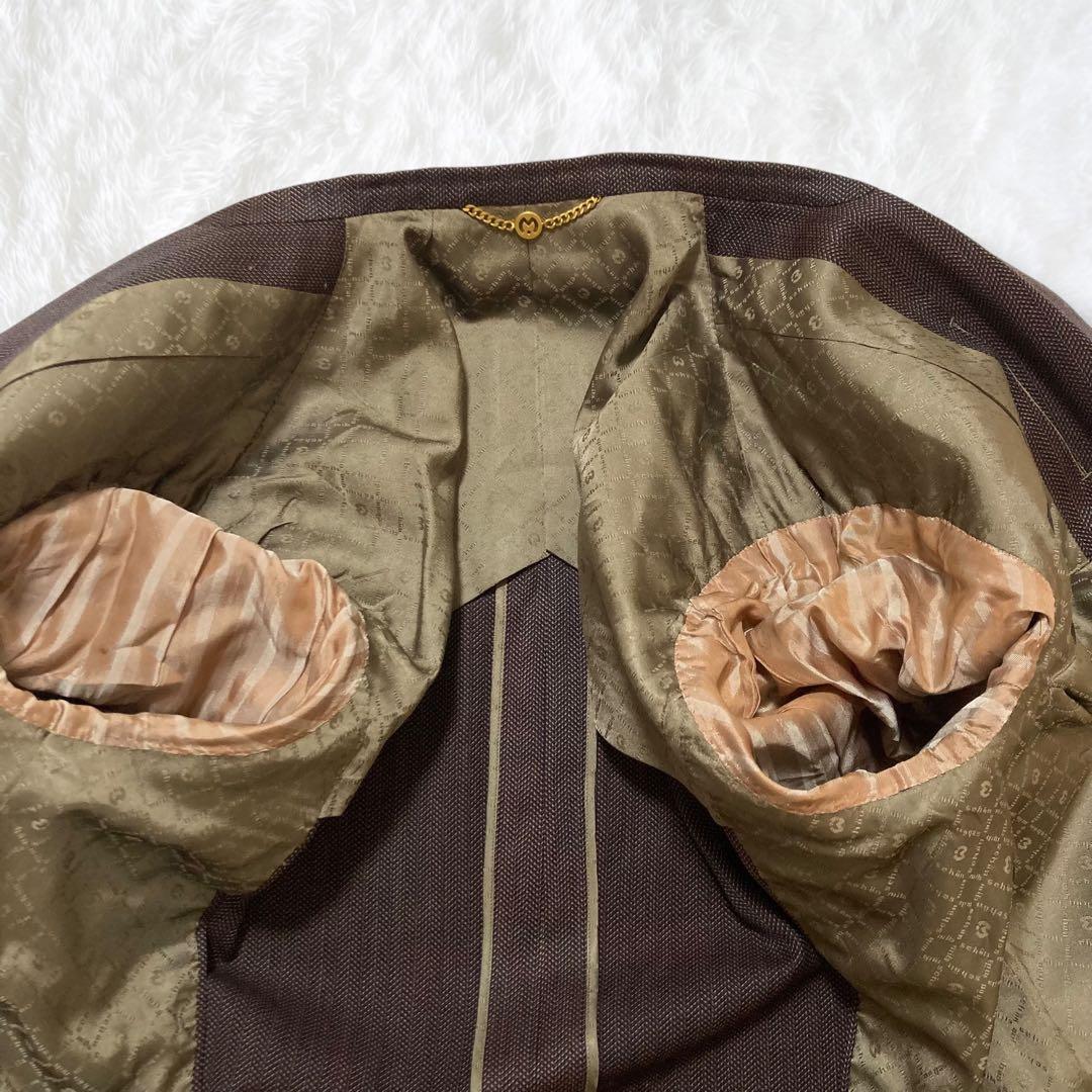 美品 三越 スーツ ヘリンボーン ブラウン 高級生地 MITSUKOSHI